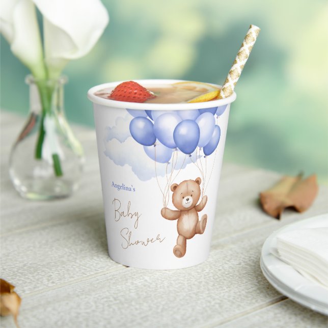 Gobelets En Papier Baby Shower Paper Cups with teddy bear. (Insitu)