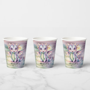 Gobelets En Papier Baby Shower Pastel Fantasy Dragon