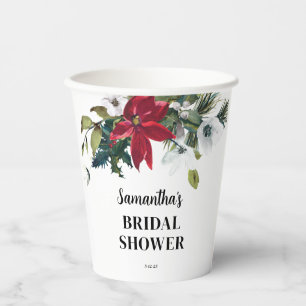 Gobelets En Papier Baby Shower Poinsettia de Fiançailles en Hiver