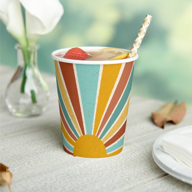 Gobelets En Papier Baby shower Retro Boho Sunshine (Insitu)