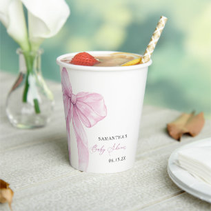 Gobelets En Papier Baby Shower Rose Moderne