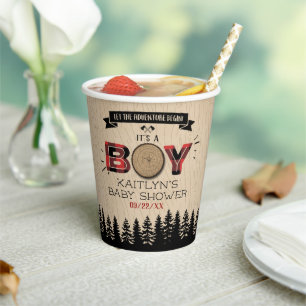 Gobelets En Papier Baby shower Rustic Forest Plaid Lumberjack Boys