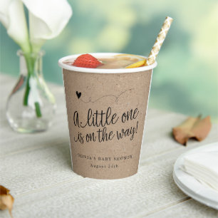 Gobelets En Papier Baby shower rustique, Kraft, Personnalité non sexi