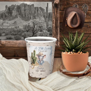 Gobelets En Papier Baby shower rustique Western Elephant Cowboy Boy