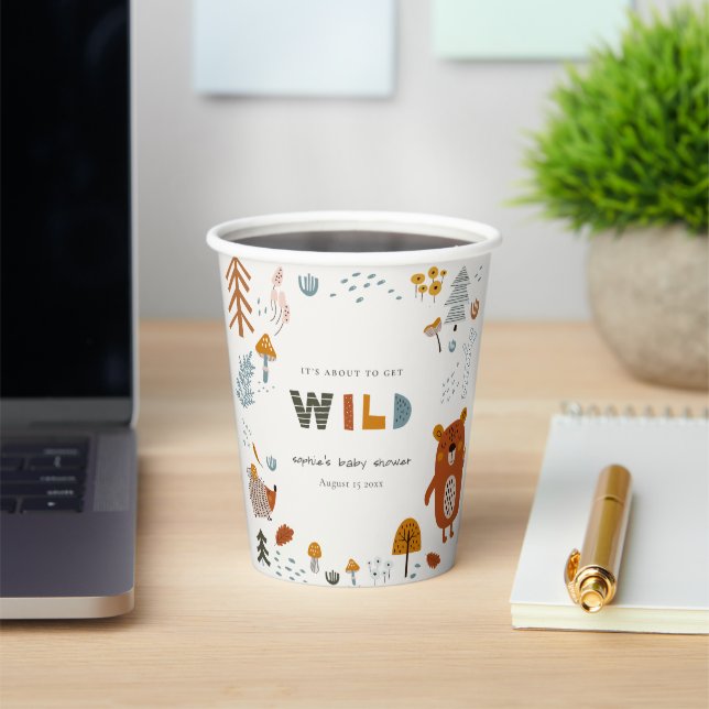 Gobelets En Papier Baby shower Scandi Wild Tropical Woodland Animaux (Insitu)