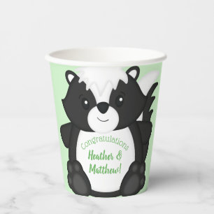 Gobelets En Papier Baby shower Skunk Green