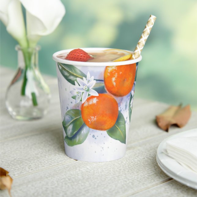 Gobelets En Papier Baby shower tasse en papier décoré avec mandarine (Insitu)