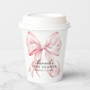Gobelets En Papier Baby Shower Thème Arc-en-ciel Rose Coquette Ruban