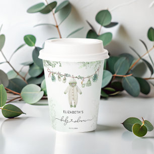 Gobelets En Papier Baby shower vert Boho Sage