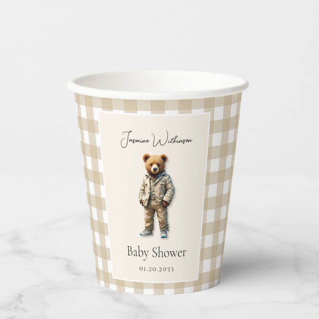 Gobelets En Papier Baby shower vintage Teddy (Recto)