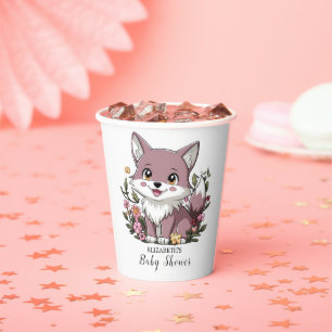 Gobelets En Papier Baby shower Woodland Pastel Wolf