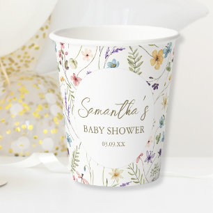 Gobelets En Papier Baby Wildflower en Fleur Baby Shower