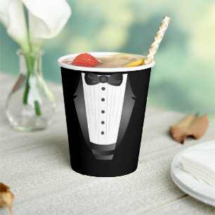 Gobelets En Papier Bachelor Party Groomsman Team Groom black tuxedo