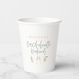 Gobelets En Papier Bachelorette de champagne au champagne d'aquarelle