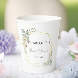 Gobelets En Papier Baigneuse de mariage fleurie bohème