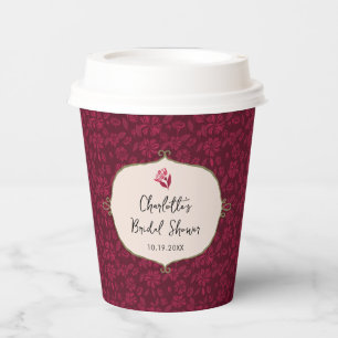 Gobelets En Papier Baigneuse de mariage floral vintage Bourgogne