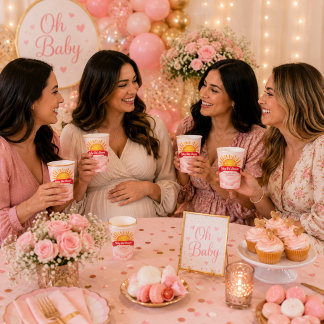 Gobelets En Papier Bain de bébé fille au nuage rose élégant et au sol