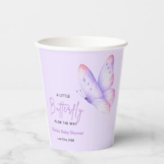 Gobelets En Papier Bain de bébé papillon un peu violet