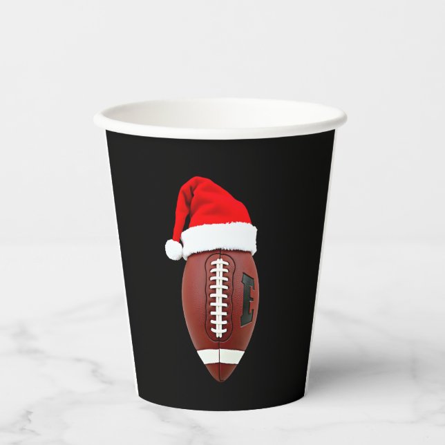 Gobelets En Papier Bal de football américain de Noël Santa Hat (3) (Recto)
