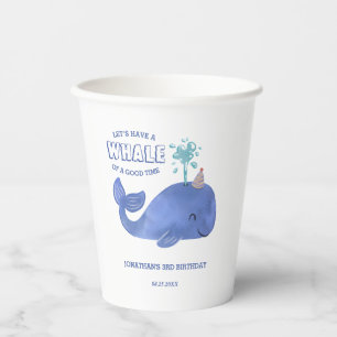 Gobelets En Papier Baleine D'Un Casquette De Fête Temps Mignonne Anni