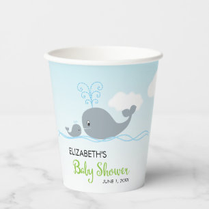 Gobelets En Papier Baleine mignonne et Bébé baleine, Baby shower de