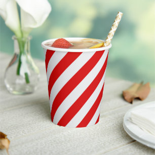 Gobelets En Papier Bande de vacances rouge et blanc