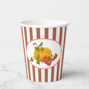 Gobelets En Papier Bandes de citrouille et de terre cuite tombent Tha