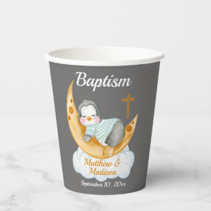Gobelets En Papier Baptême Bébé Pingouin Et Tasses De Papier Lune