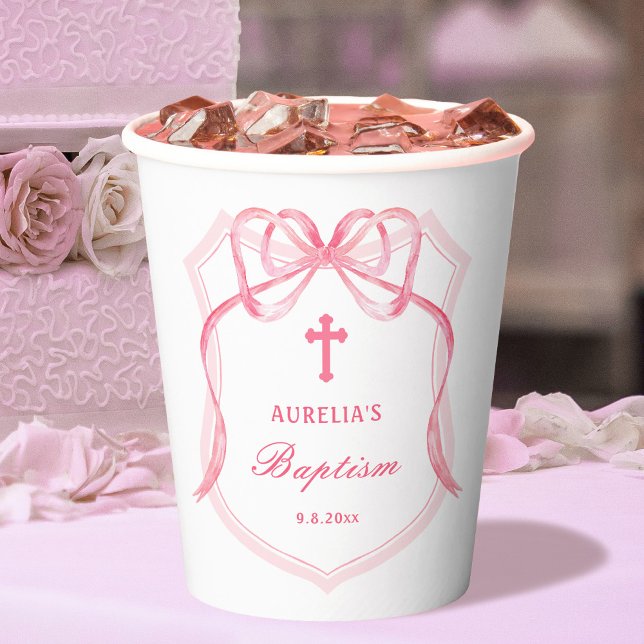 Gobelets En Papier Baptême de la crête rose (Créateur téléchargé)