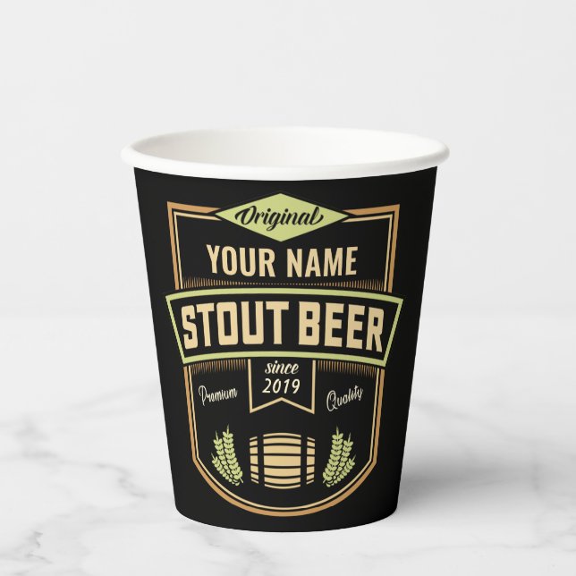Gobelets En Papier Barre Étiquette de brassage de bière foncée Stout  (Recto)