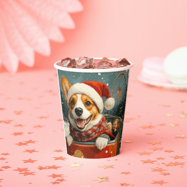 Gobelets En Papier Basenji Dog Roller Dessous de verre Noël (Insitu)