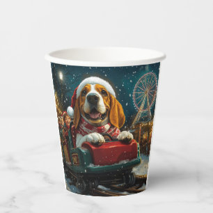 Gobelets En Papier Basset Hound Dog Roller Dessous de verre Noël