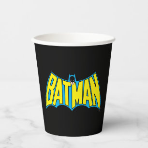 Gobelets En Papier Batman   Logo Vintage bleu jaune