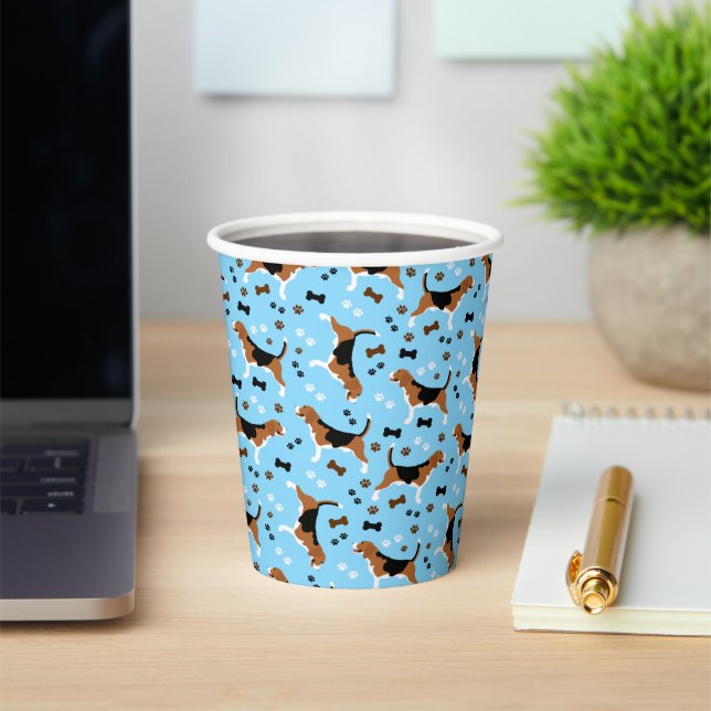 Gobelets En Papier Beagle Chasse Chien Beagle Motif mou (Insitu)