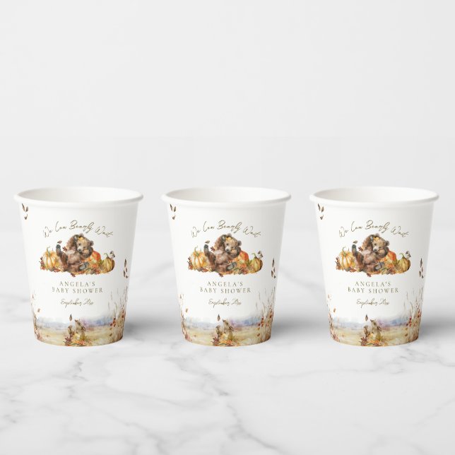 Gobelets En Papier Bearly Wait Fall Baby shower d'aquarelle bois (Multi)