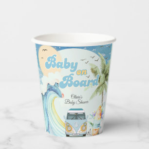 Gobelets En Papier Bébé à bord Baby shower de plage Retro Surfing