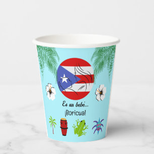 Gobelets En Papier Bebe Boricua Baby Shower Bleu pour Bébé Portoricai