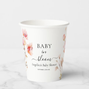 GOBELETS EN PAPIER BÉBÉ EN BLOOM ROSE BLEU EAU COULEUR DE L'EAU FLEUR