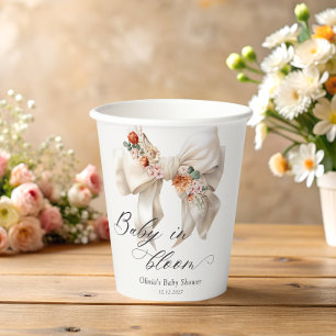 Gobelets En Papier Bébé en fleurs dans le Baby shower