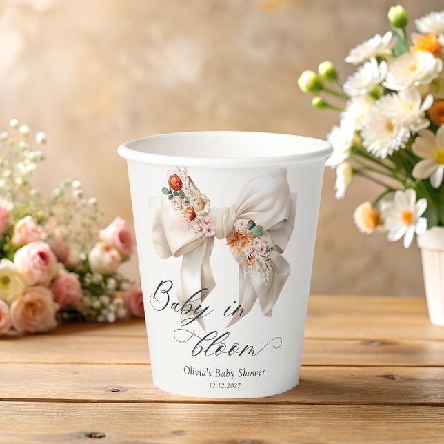 Gobelets En Papier Bébé en fleurs dans le Baby shower (Créateur téléchargé)