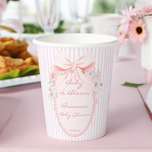 Gobelets En Papier Bébé en fleurs rétro prépa noeud papillon baby sho