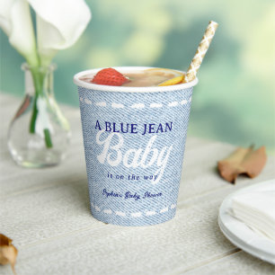 Gobelets En Papier Bébé en Jean Bleu Shower pour Garçon