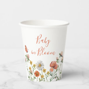 Gobelets En Papier Bébé Fleur Sauvage en Fleur baby shower