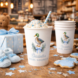 Gobelets En Papier Bébé Garçon Canard Colvert Baby Shower Bleu