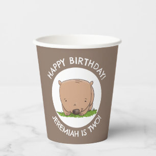 Gobelets En Papier Bébé mignon wombat personnalisées dessin animé ann
