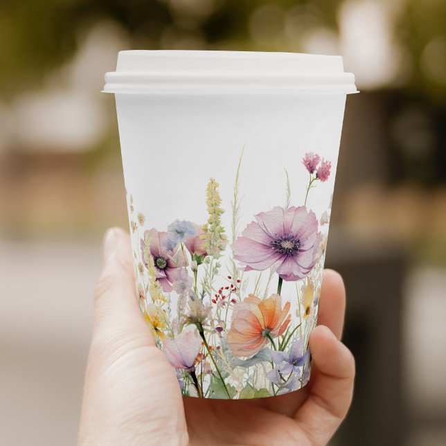 Gobelets En Papier Bébé pourpre dans le Baby shower Fleur sauvage fle (Créateur téléchargé)
