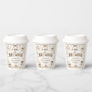 Gobelets En Papier Bébé prépare du café Fête de bébé de genre neutre