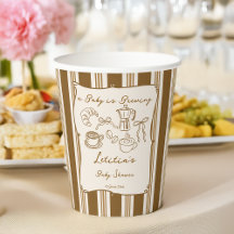 Bébé prépare un café rétro baby shower personnalis