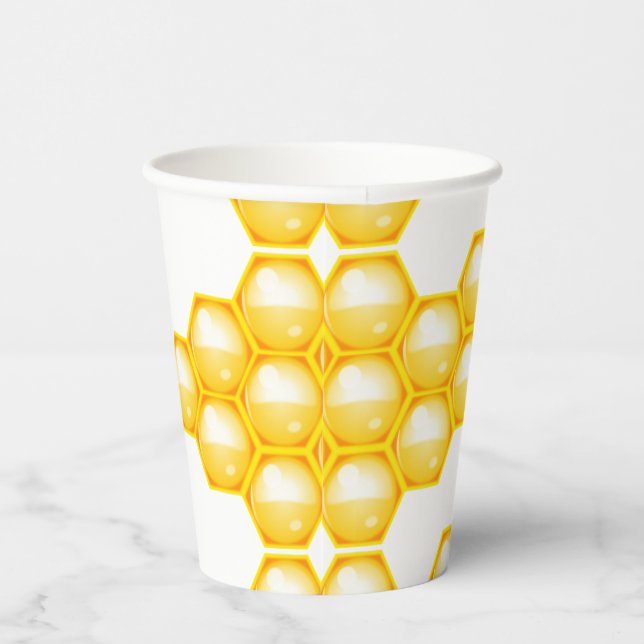Gobelets En Papier Bee Yellow Honeycomb  (Droite)