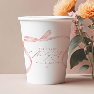 Gobelets En Papier BELLA Blush Bow Elle Attache le Nœud Réception de